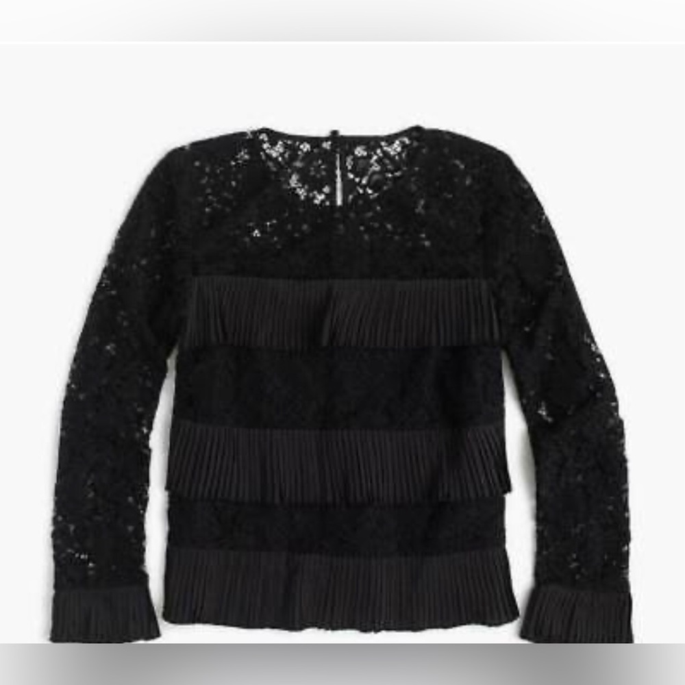 J Crew Lace top with pleats, Size 6